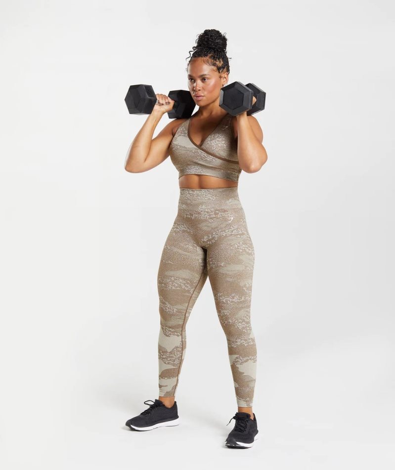 Women's Gymshark Adapt Camo Seamless Leggings Olive | NZ 2BZIRV